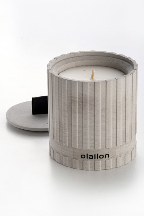 Aberto Design Vela Hormigón Cinta Ámbar Gris Negro 8 cm Diámetro 8.5 cm Altura Parafina Soja Elegante Acogedora Decoración Hogar
